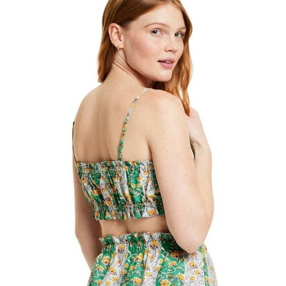 RHODE x Target whimsical Green floral spaghetti strap crop bra top size small - Picture 3 of 12
